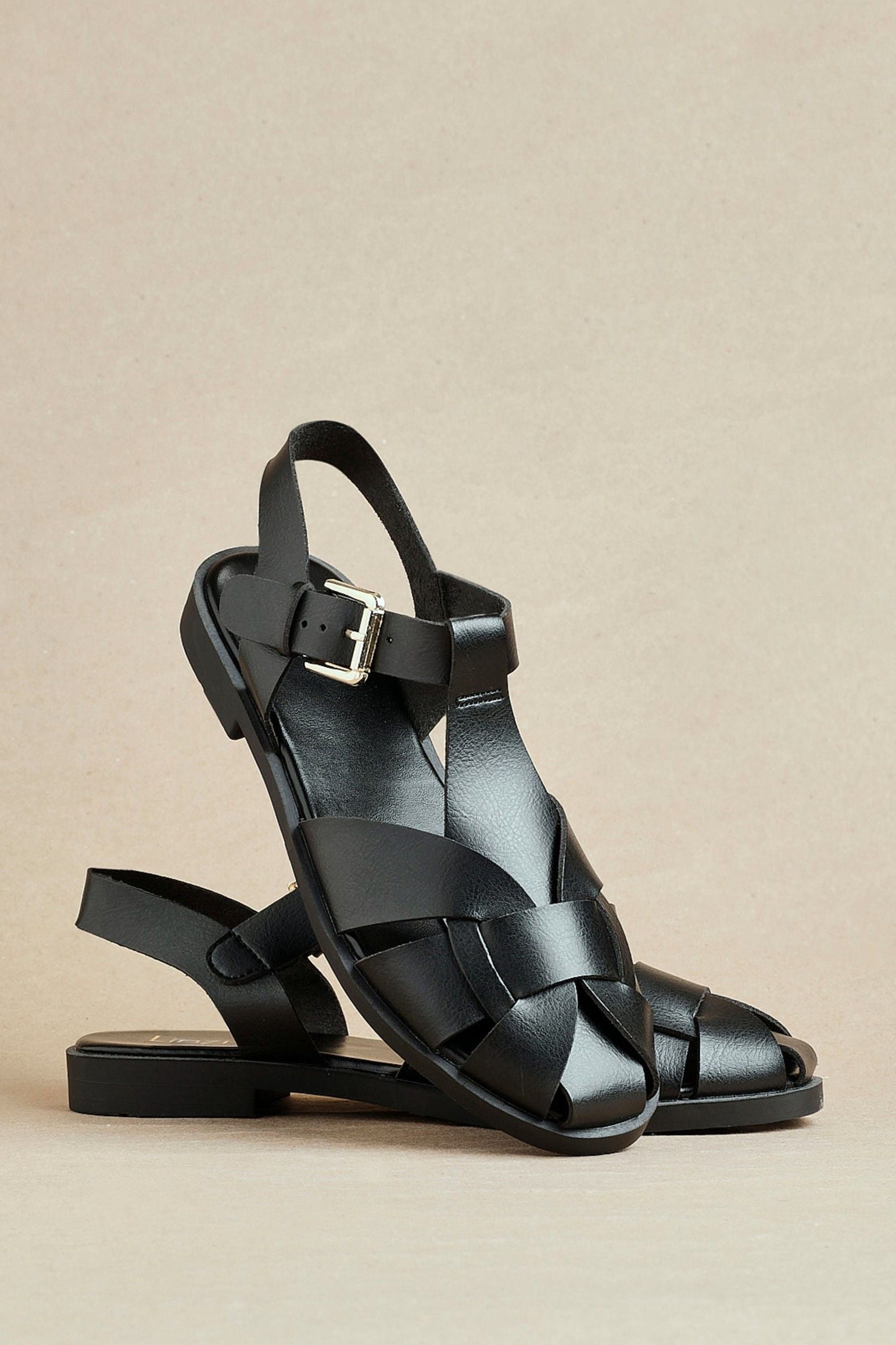 Linzi Rhoda Black Flat Fisherman Sandals image 2
