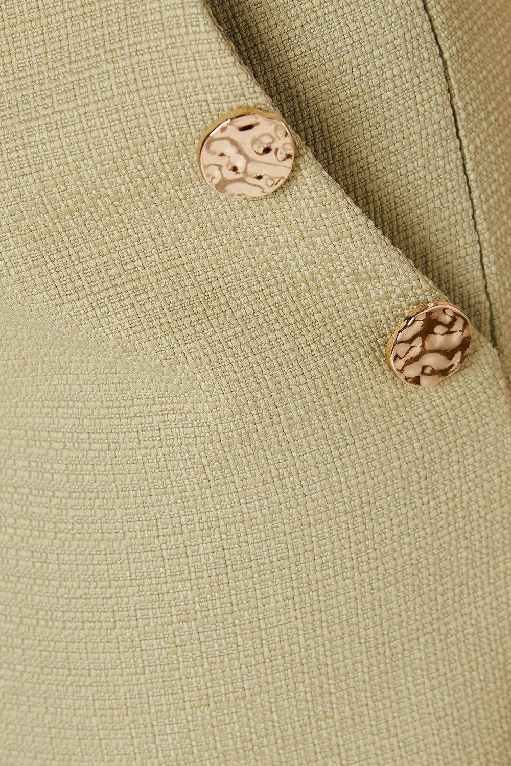 Dorothy Perkins Button Detail Crop Wide Leg Textured Trouser Neutral image 5