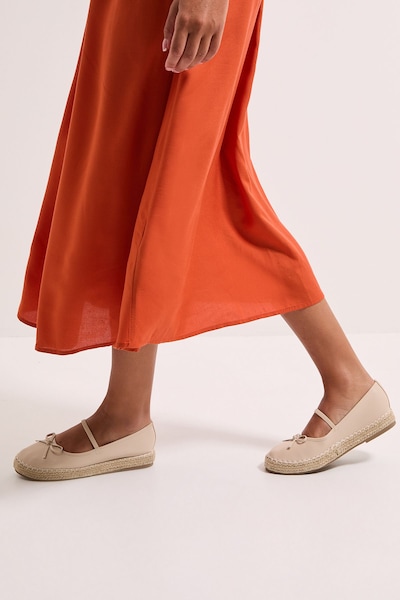 Dorothy Perkins Nina Faux Leather MaryJane Espadrille Flat Shoes Beige