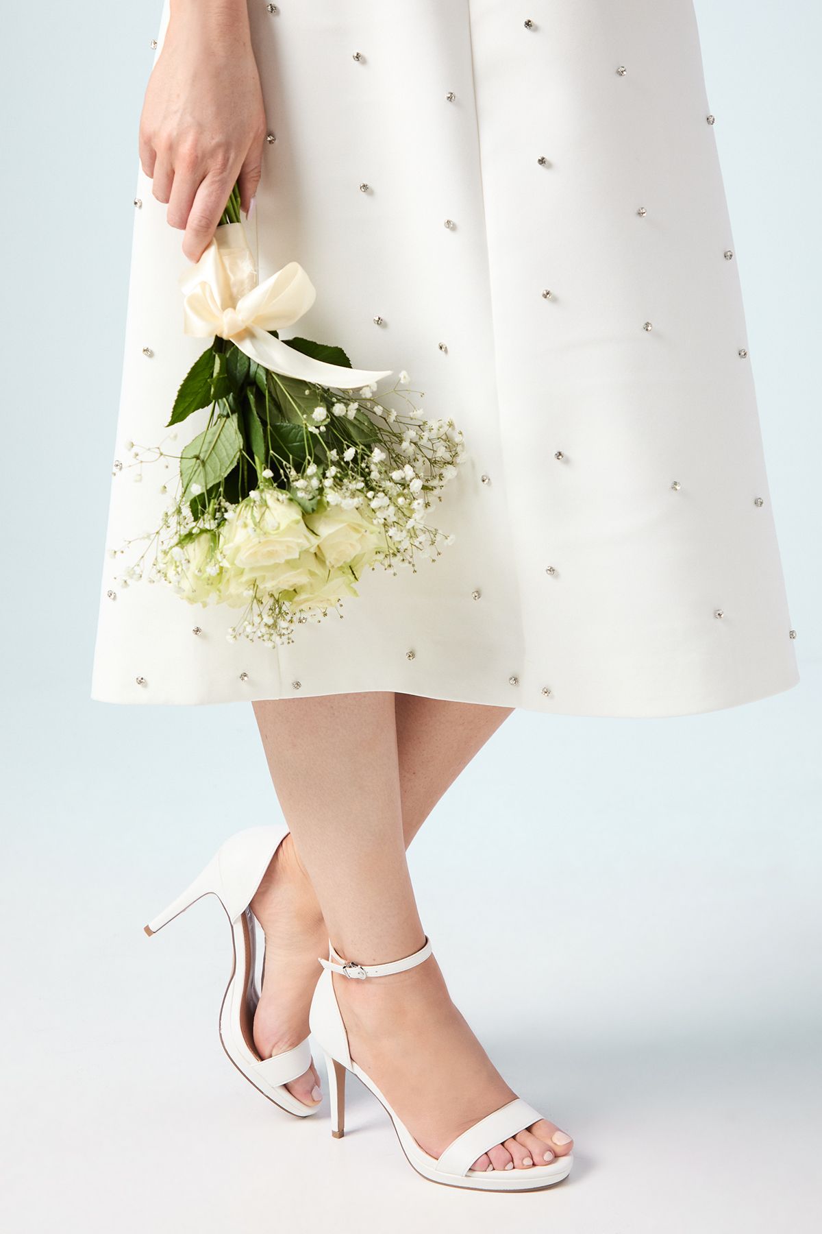 Coast Bridal Wide Fit Talia Faux Leather Platform Heeled Sandals White