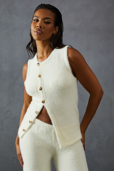 MissPap Eyelash Knit Sleeveless Top Cream