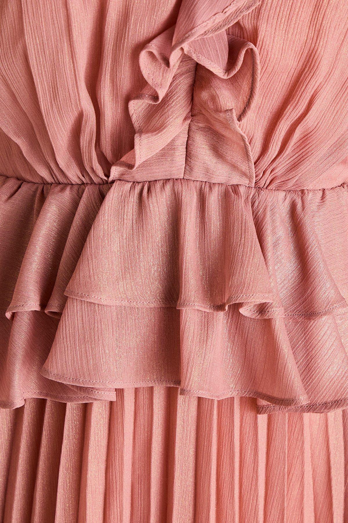 Coast Sleeveless Halter Pleat Skirt Maxi Holiday Dress Brown image 5