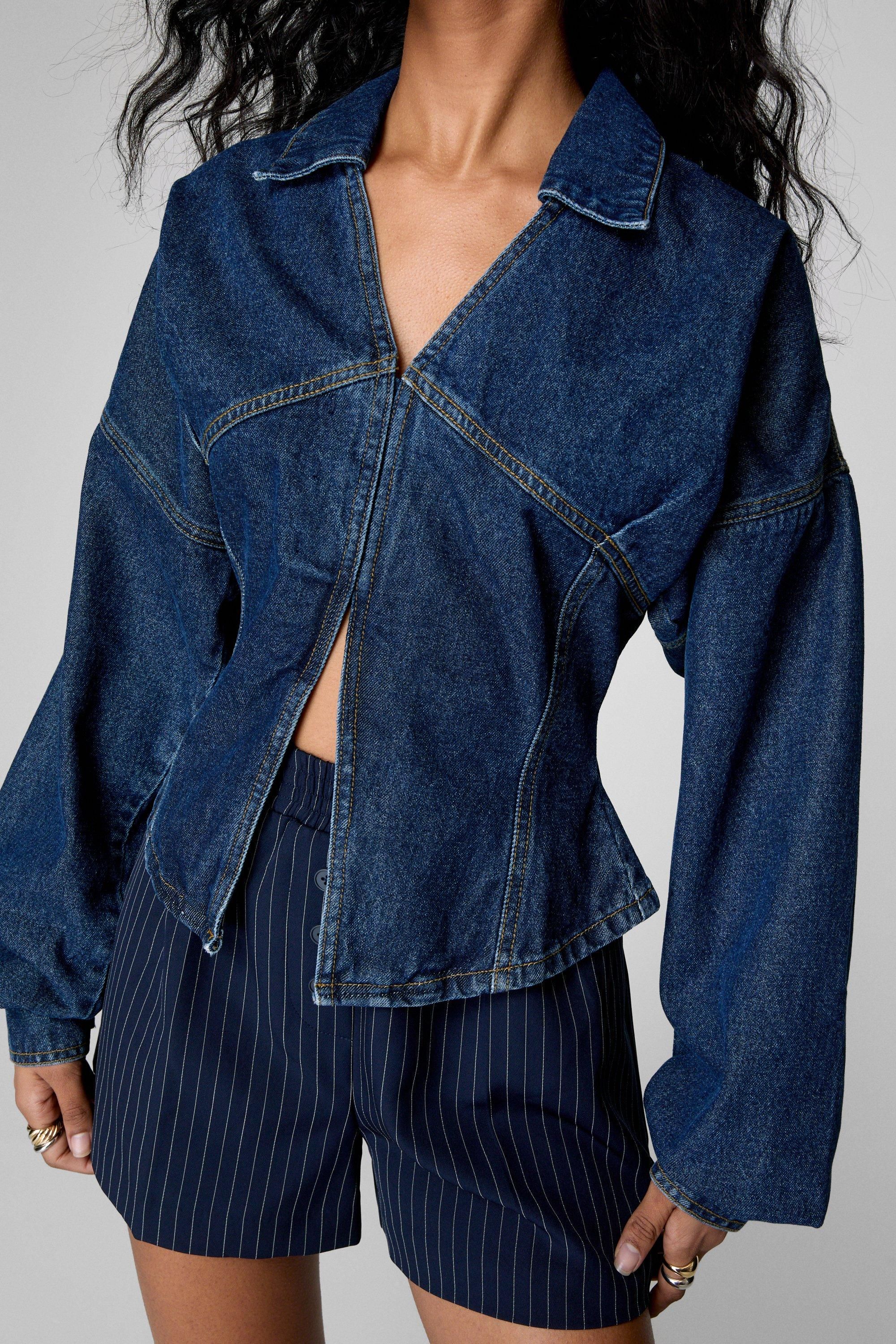 NastyGal Denim Corset Shirt Authentic Midwash image 1