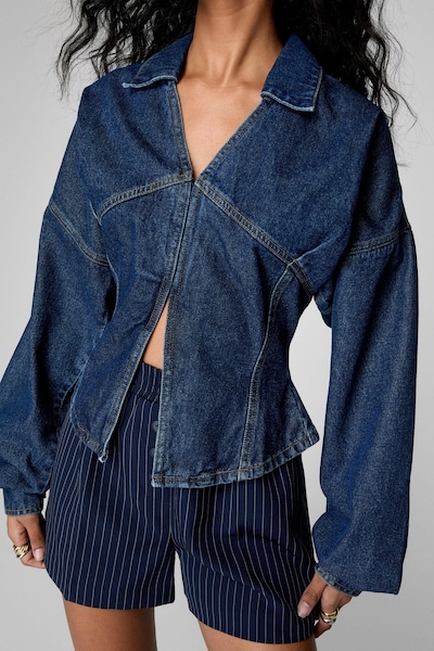 NastyGal Denim Corset Shirt Authentic Midwash