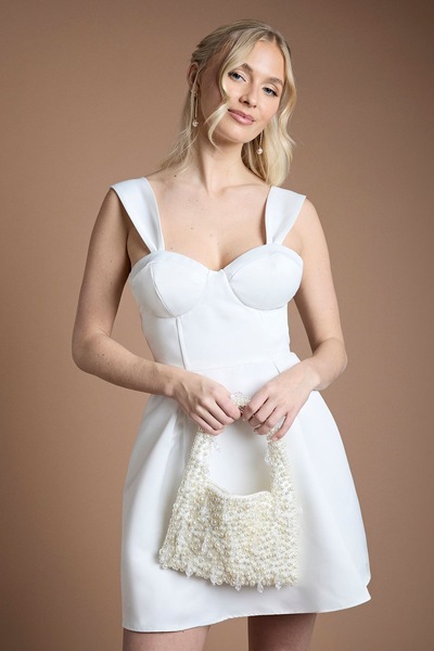 Coast Bridal Edie Pearl Detail Shaped Shoulder Bag Ivory