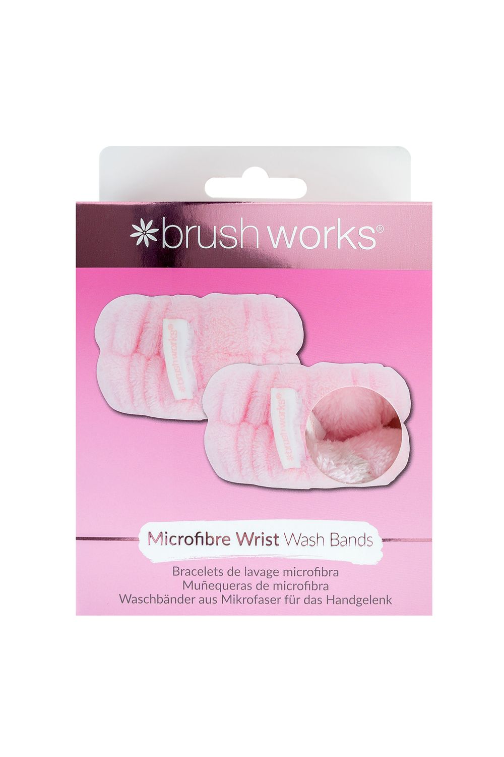 Brushworks Microfibre Wrist Washbands - 1 Set Pink image 1