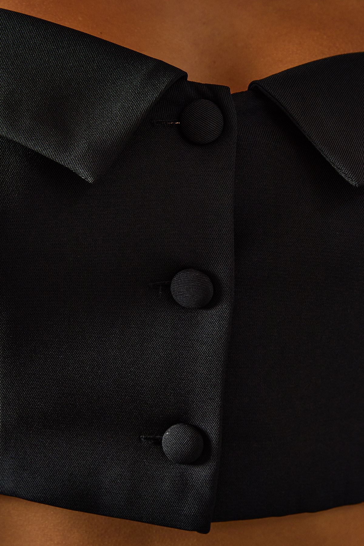 MissPap Tailored Bardot Button Down Top Black image 5