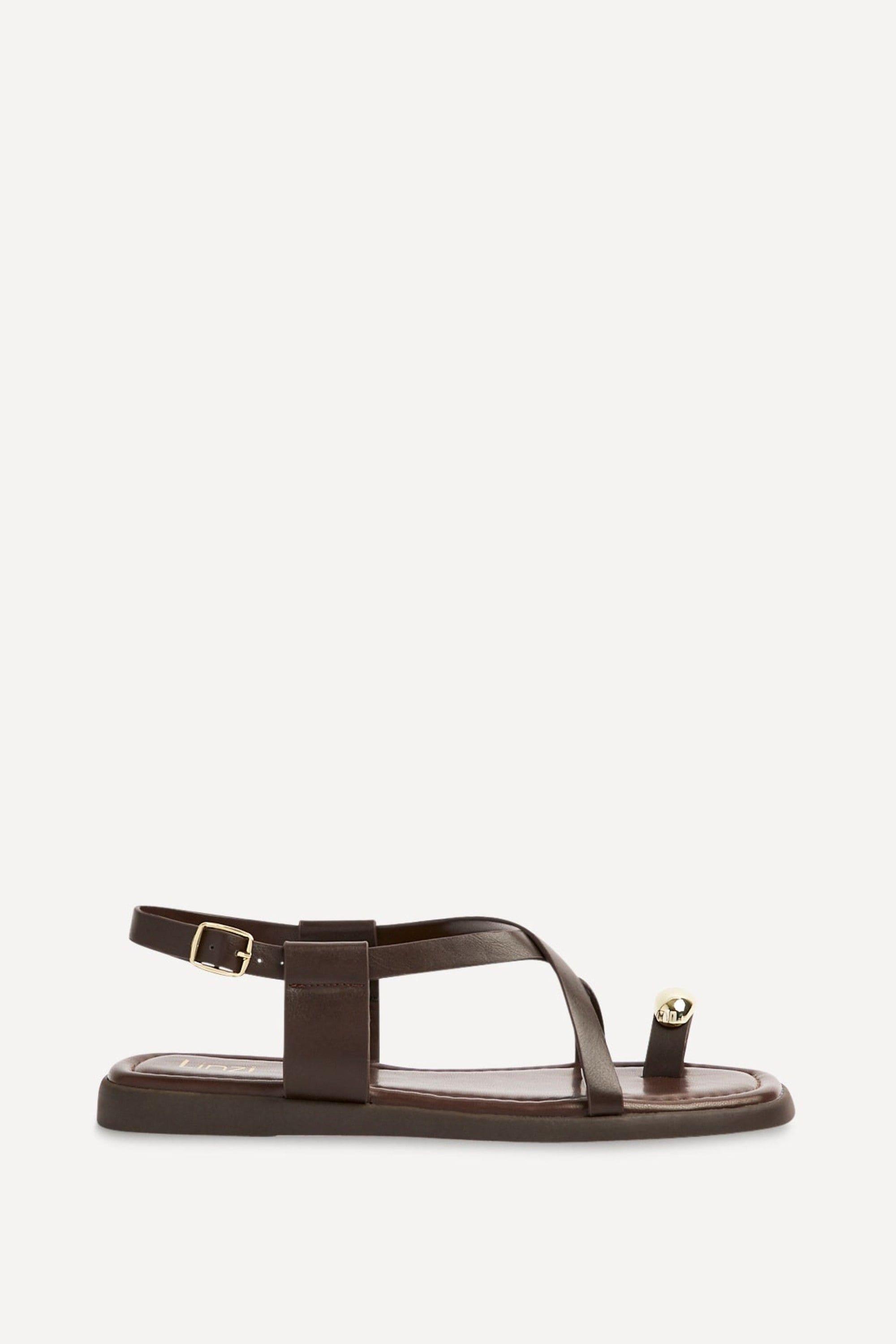 Linzi Salma Brown & Gold Flat Sandals