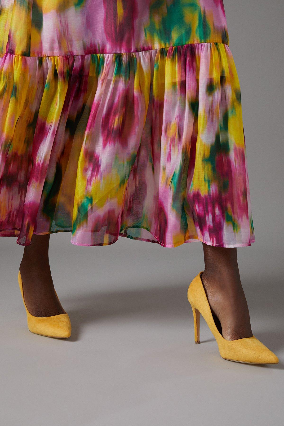 Coast Zorana Faux Suede High Stiletto Heel Court Shoes Yellow image 4