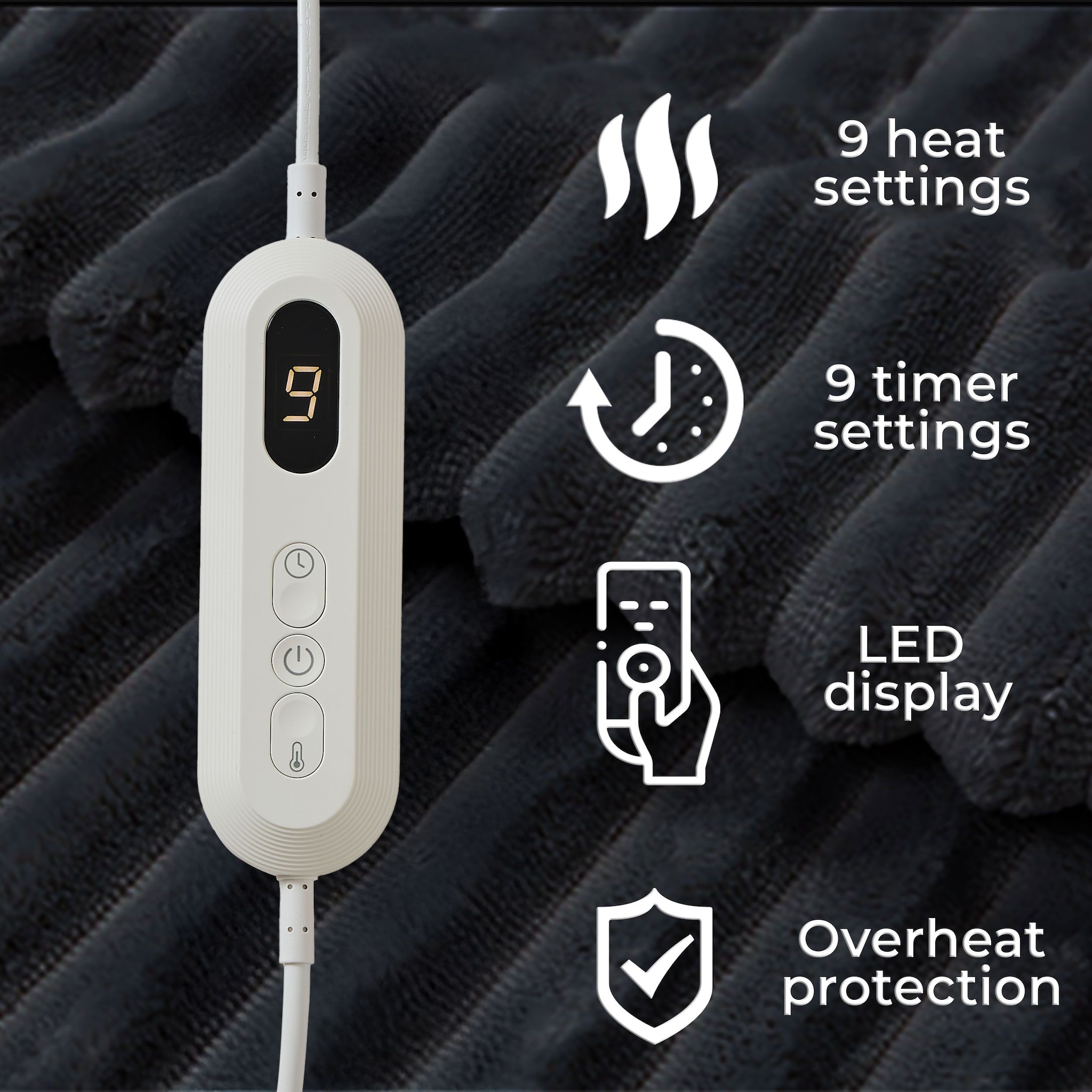 Neo Waffle Shaped Electric Blanket Heated Fleece Overblanket Throw Machine Washable Remote Timer Control Heat Settings image 3