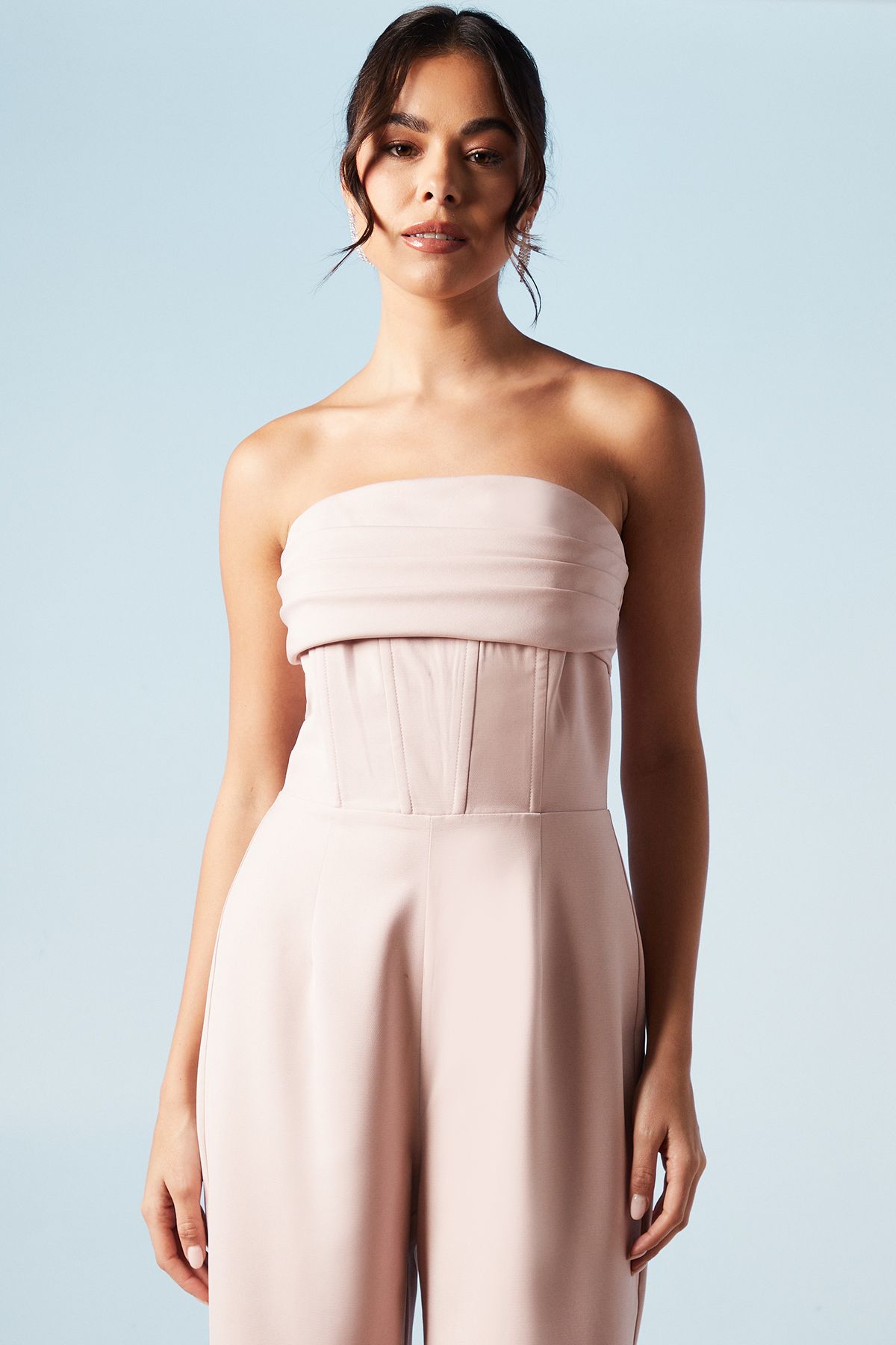 Coast Corset Detail Wide Leg Bridesmaid Jumpsuit Blush image 4