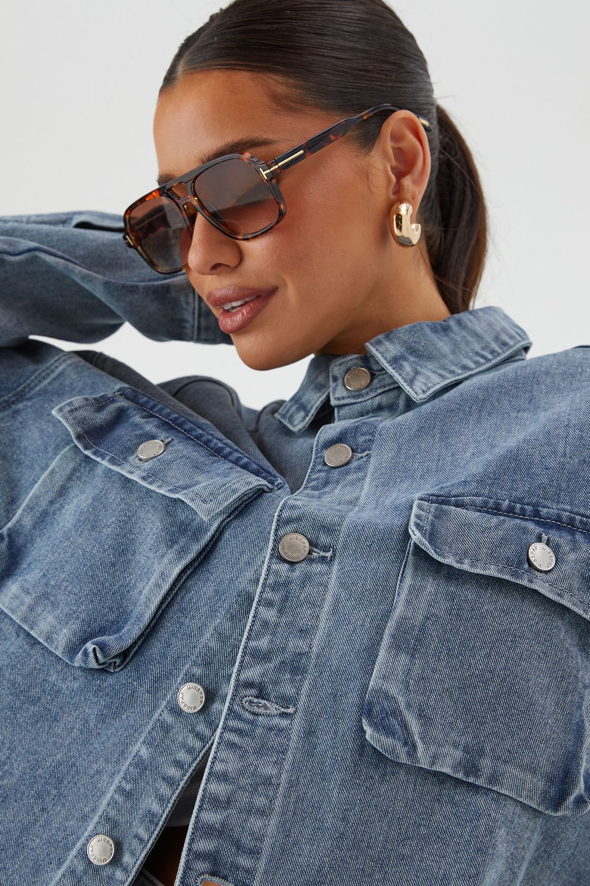 MissPap Oversized Denim Jacket Blue image 4