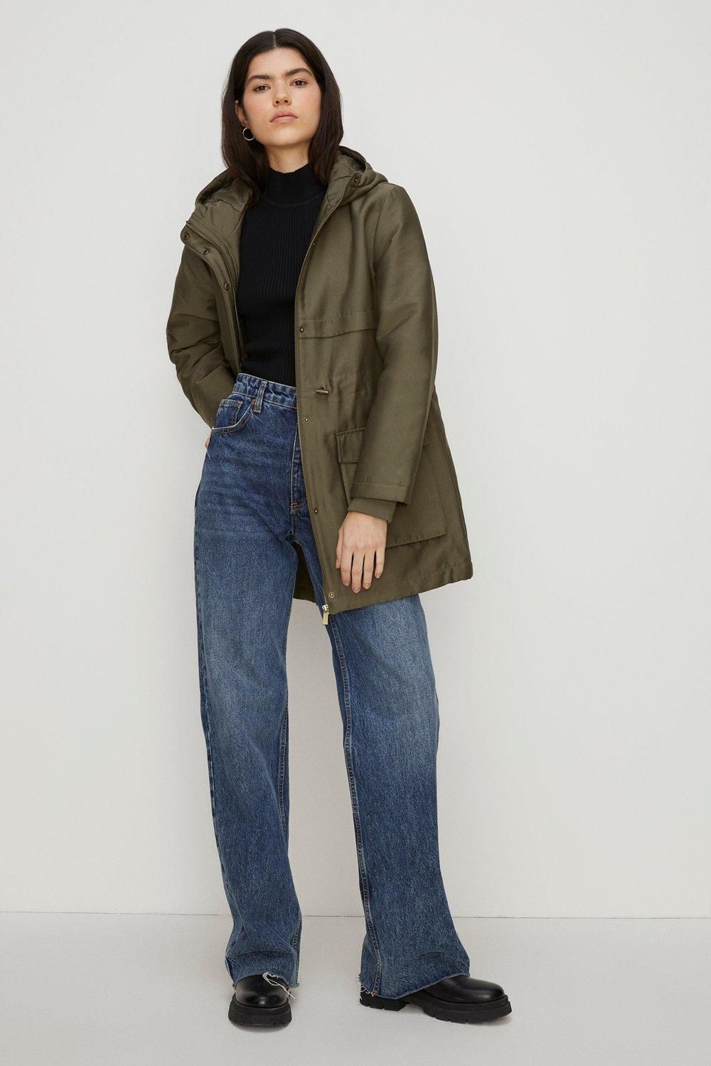 Oasis Padded Winter Midi Parka Coat Khaki image 2