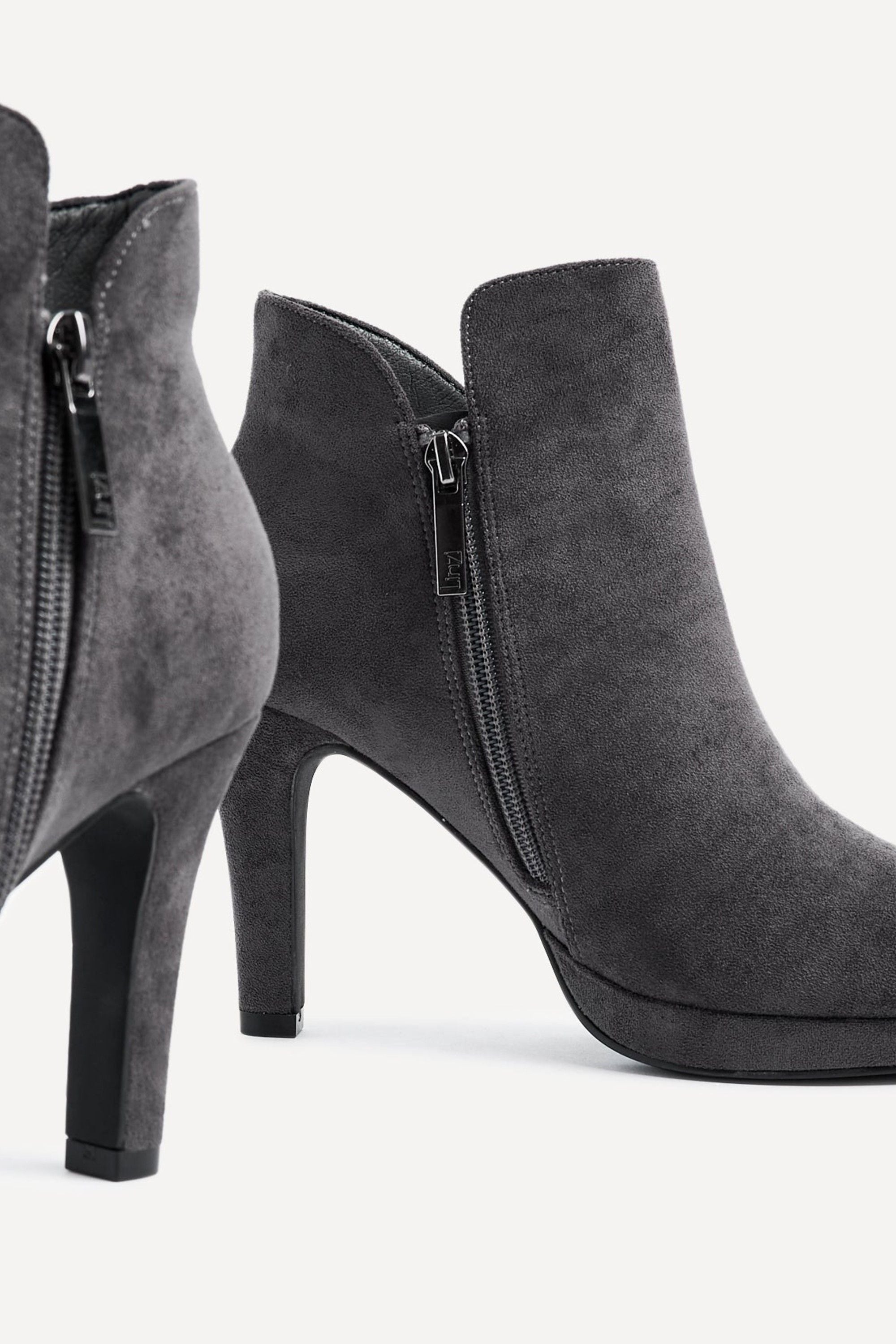 Linzi Layara Grey Faux Suede Small Platform Ankle Boot image 4