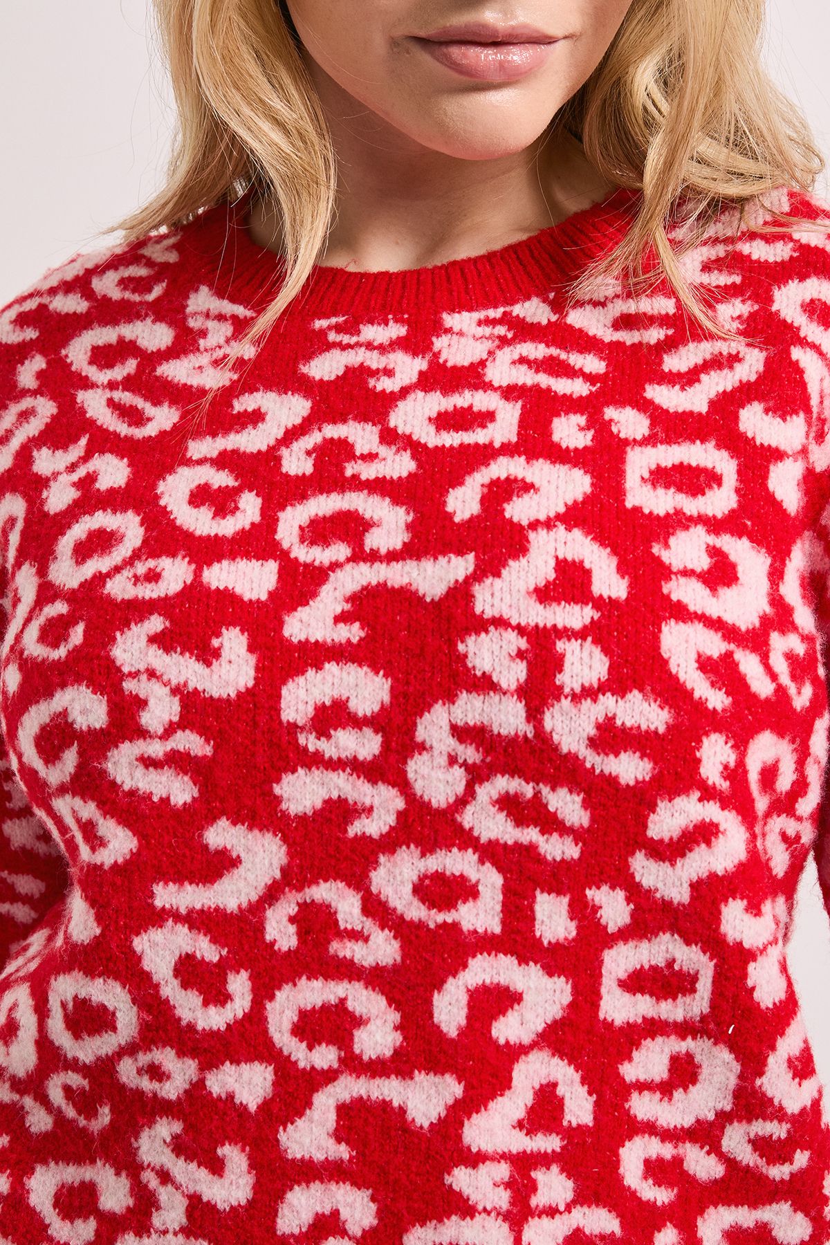 Dorothy Perkins Leopard Animal Red & Pink Short Sleeve Jumper Red image 5