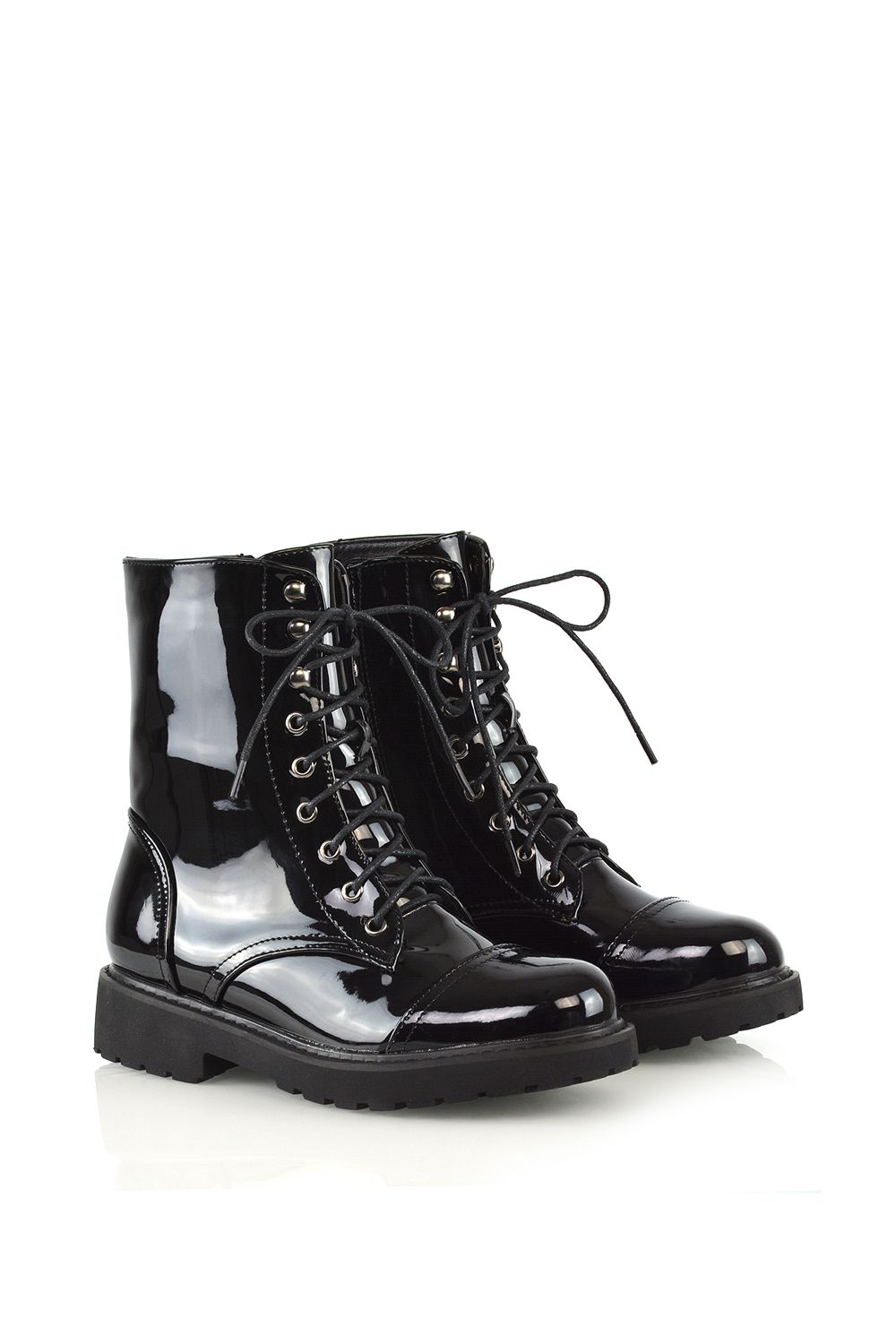 XY London 'River' Lace Up Military Combat Zip-up Flat Ankle Boots image 5