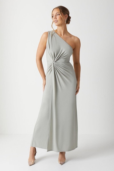 Coast Twist Detail One Shoulder Jersey Bridesmaid Dress Sage