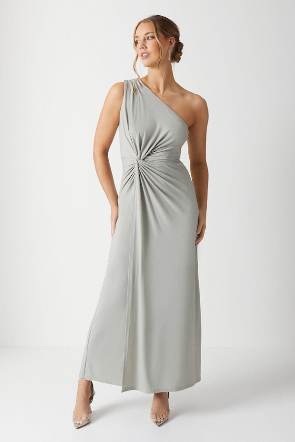 Coast Twist Detail One Shoulder Jersey Bridesmaid Dress Sage