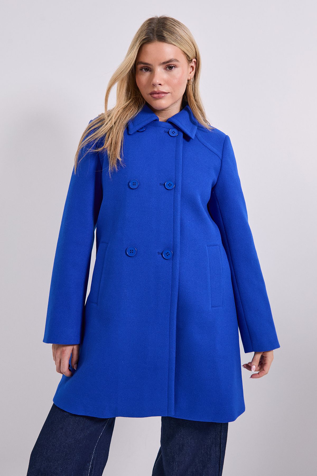 Dorothy Perkins Short Faux Wool Dolly Coat Cobalt image 2