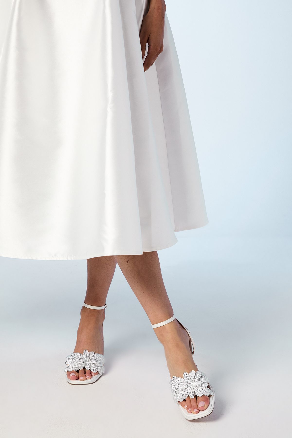 Coast Bridal Sandie Satin Diamante Petal High Heel Platform Sandals White image 2