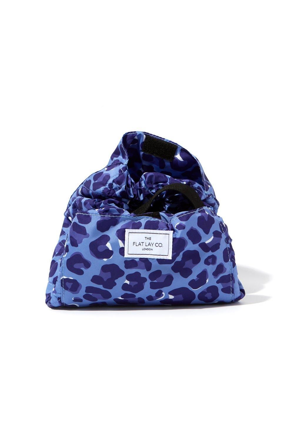 The Flat Lay Co The Flat Lay Co. Drawstring Makeup Bag in Blue Leopard Multi image 3