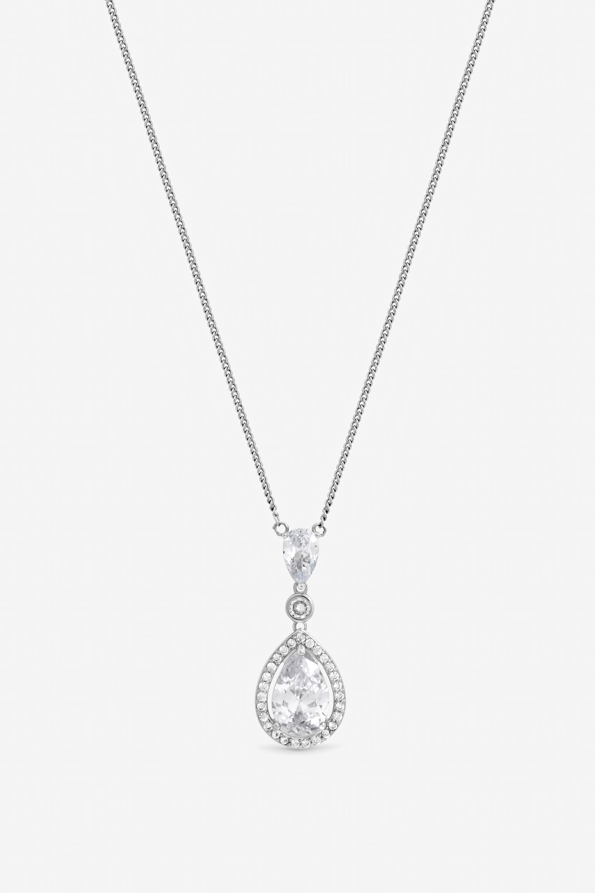 Jon Richard Rhodium Plated Cubic Zirconia Pendant Necklace image 2