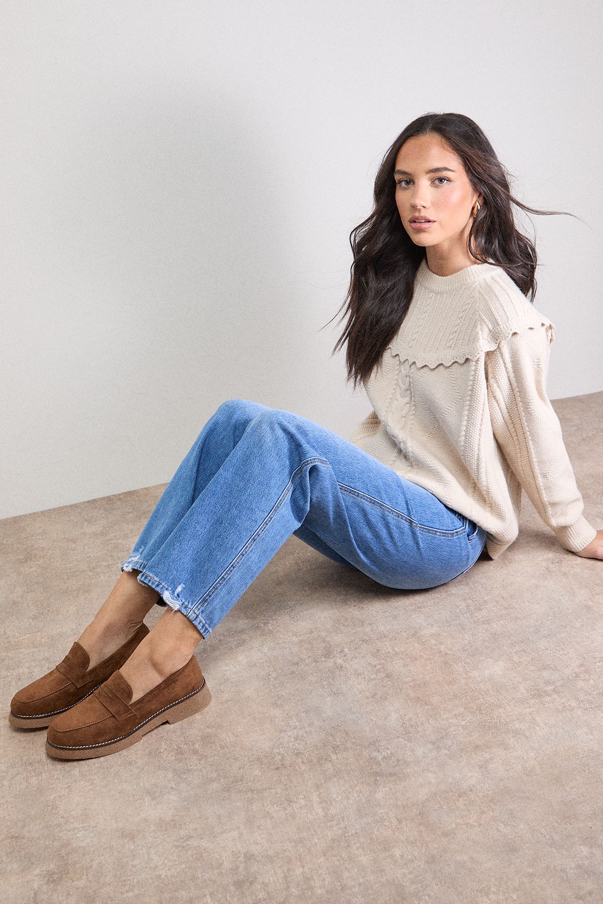 Oasis Isabel Faux Suede Casual Loafers Camel image 2