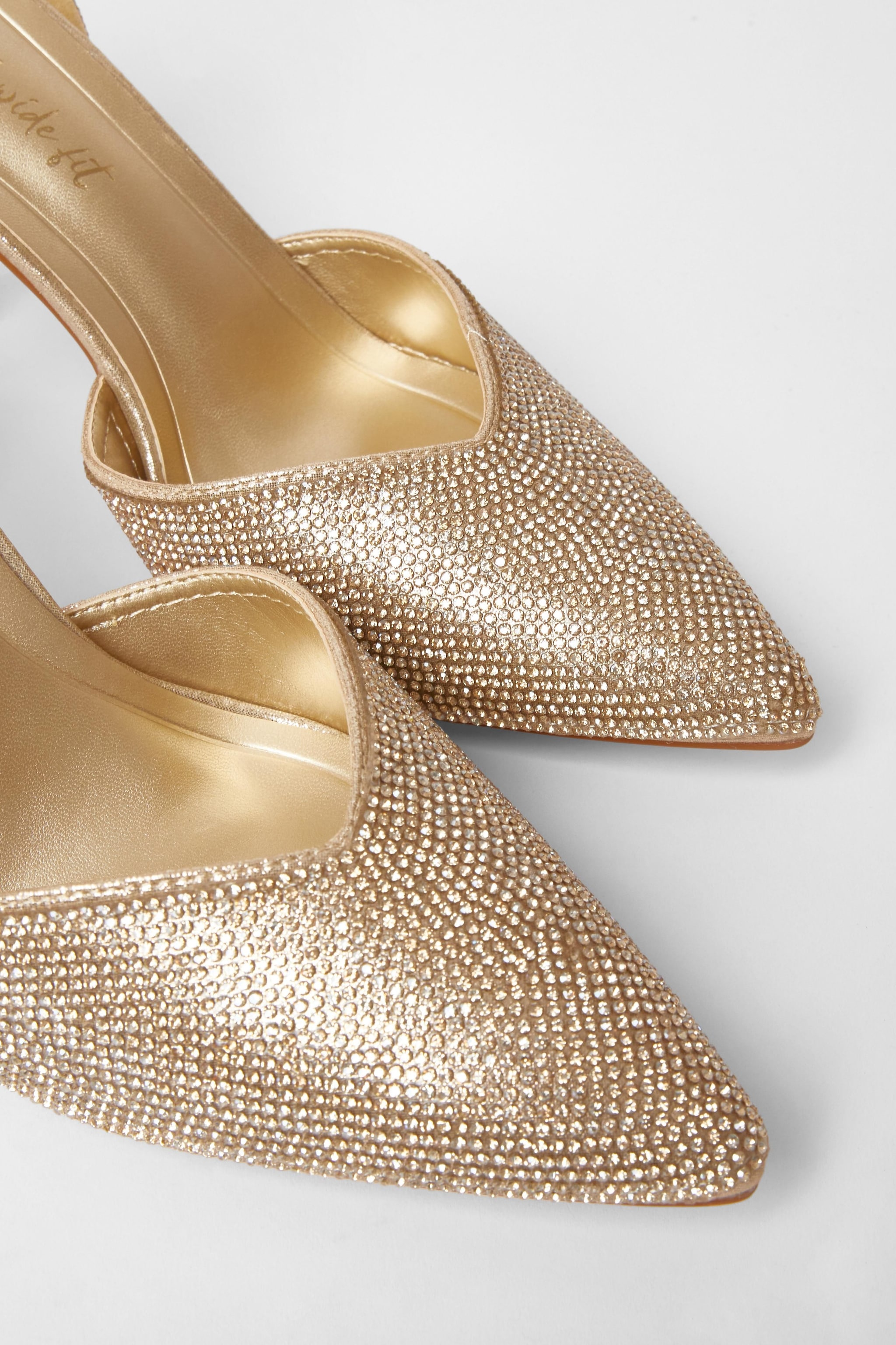 Quiz Gold Wide Fit Embellished Court Heels image 4