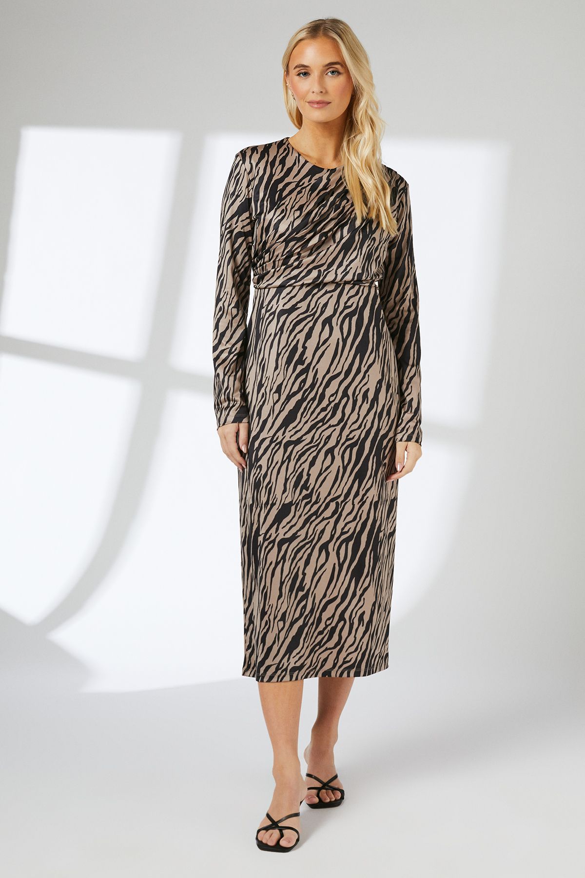 Principles Zebra Drape Neck Jersey Midi Dress Zebra image 1