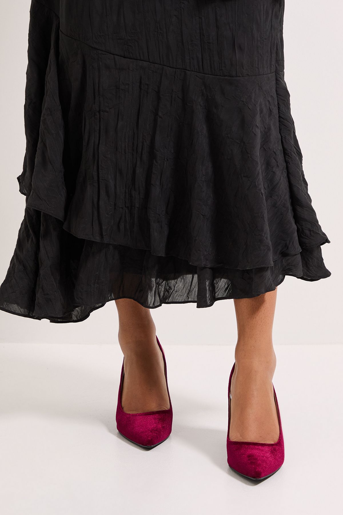 Dorothy Perkins Ellens Velvet Pointed High Block Heel Slingback Court Shoes Dark Red image 3