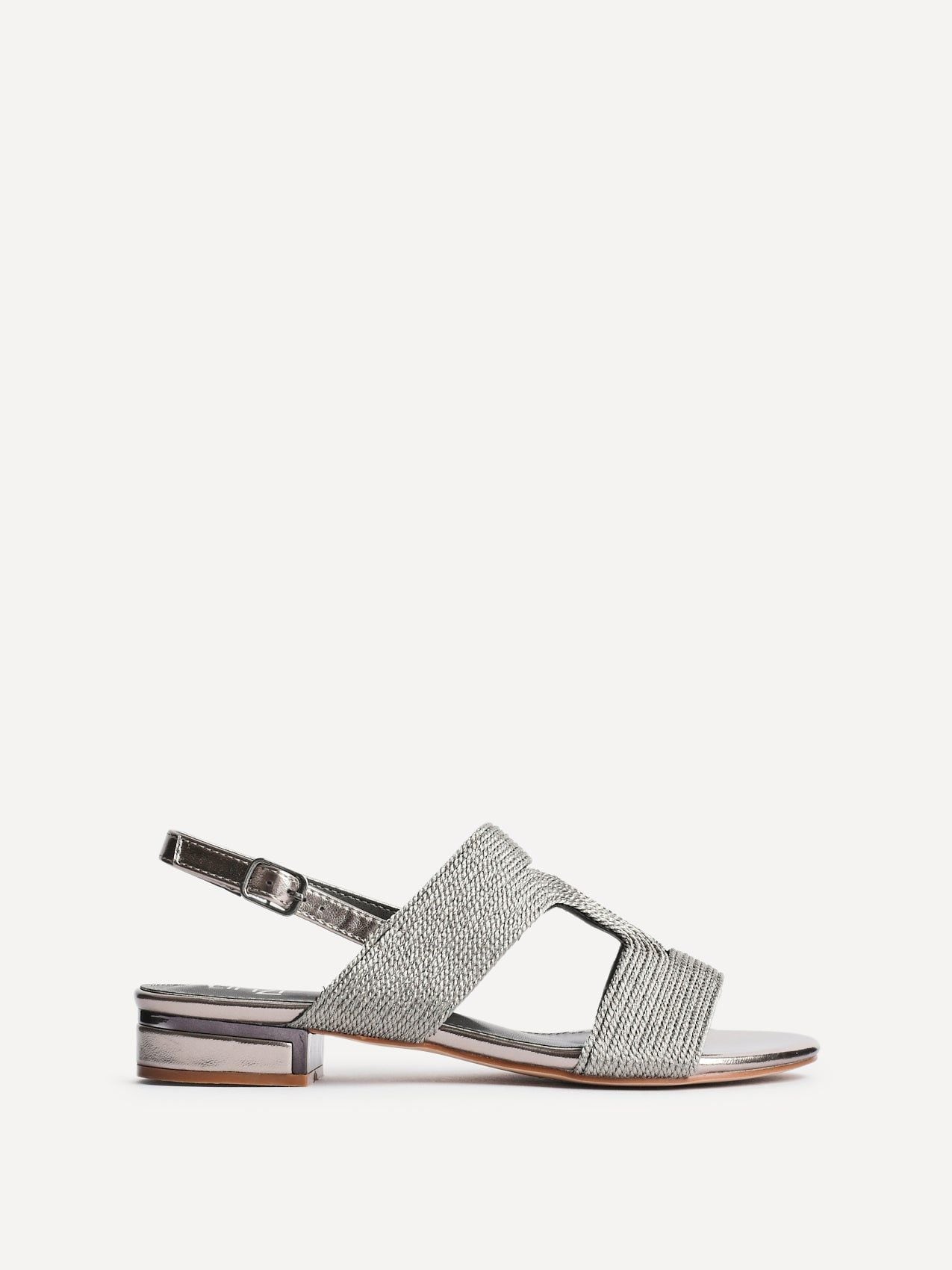 Linzi Reeva Pewter Woven Slingback Low Block Heeled Sandals image 1