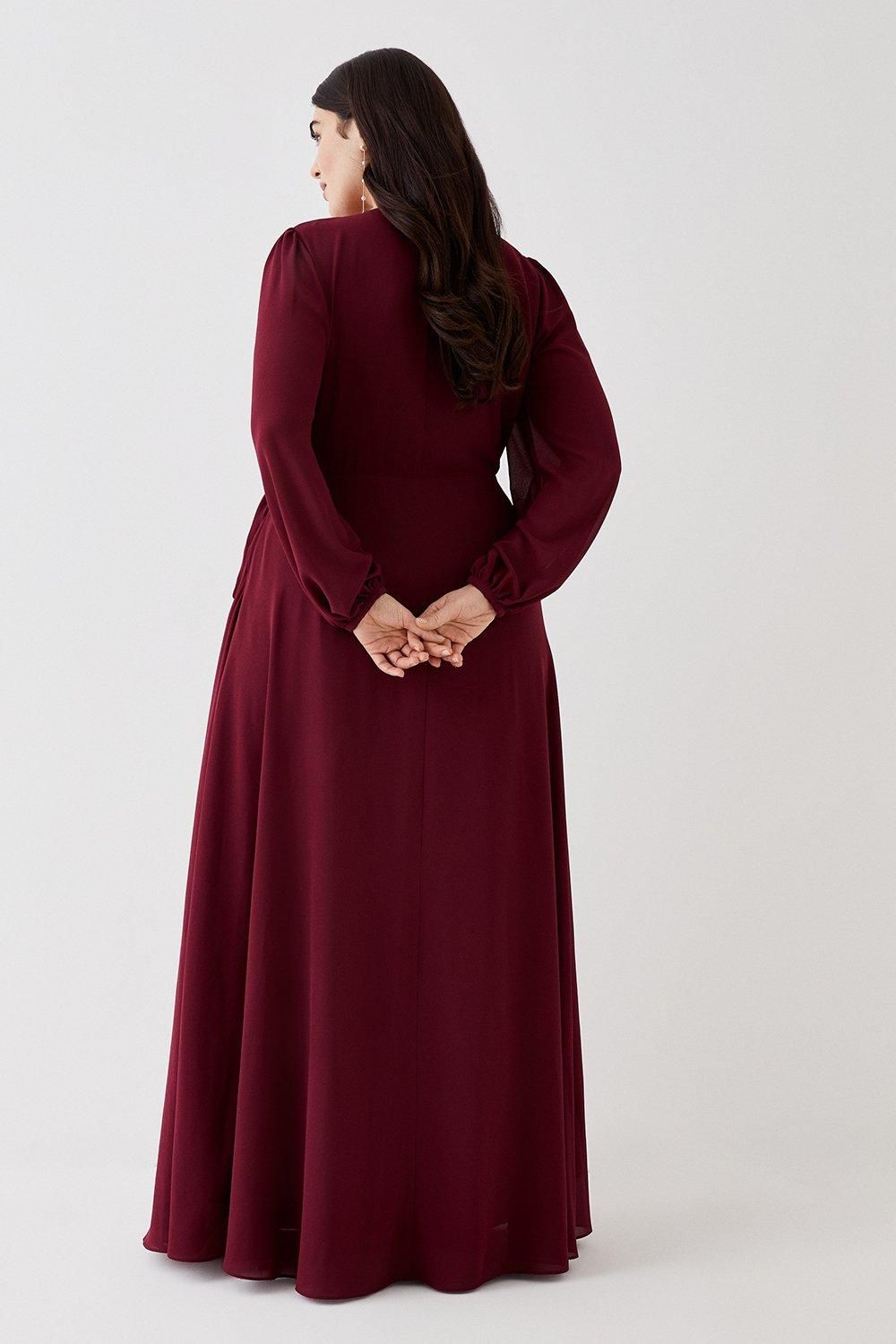 Coast Plus Size Hem Sweep Maxi Wrap Dress Aubergine image 3