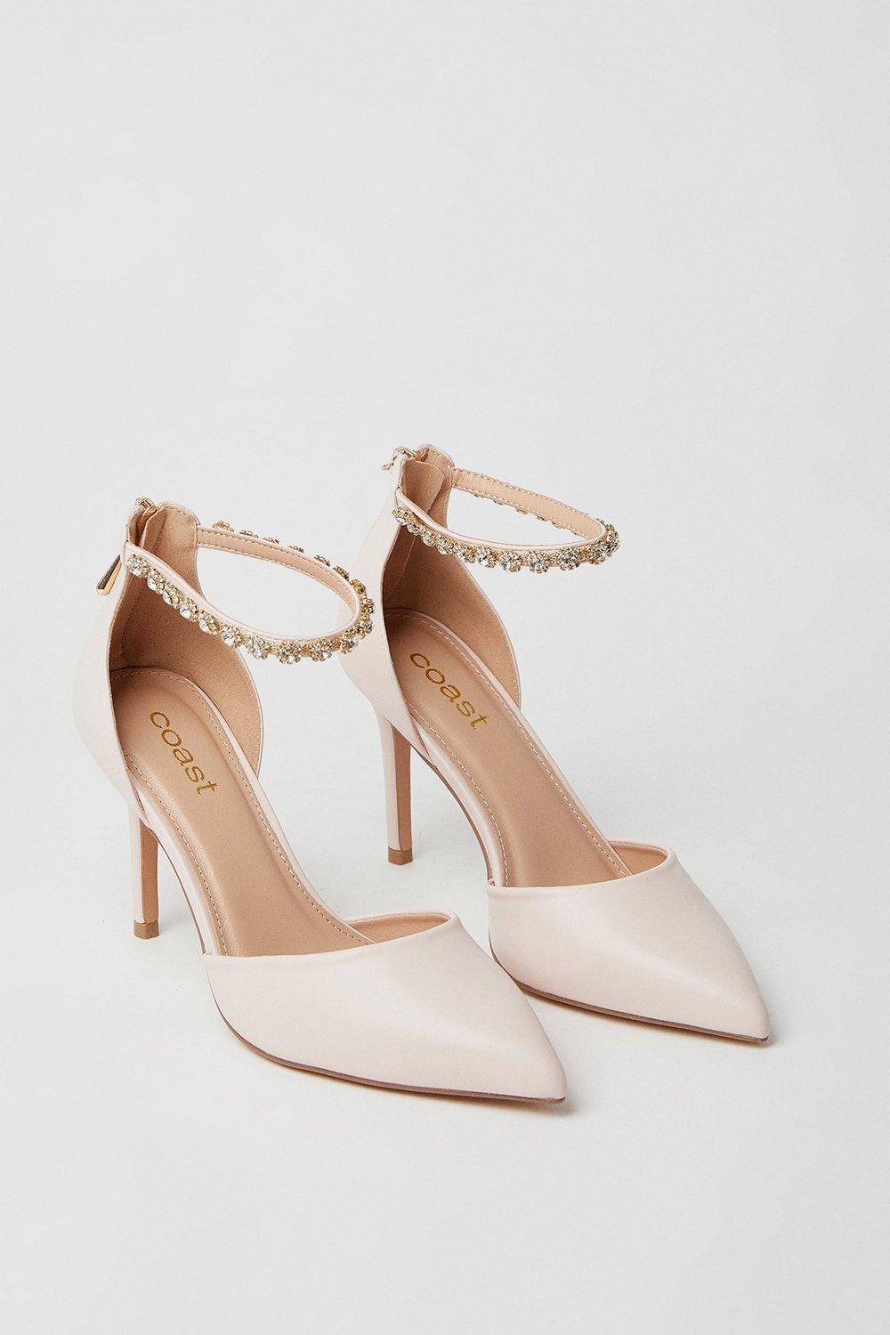 Coast Tatiana Jewelled Anklet High Stiletto Court Shoes Nude image 3