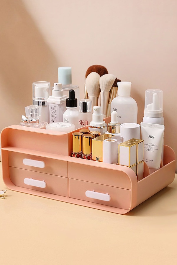 Living and Home Makeup Desktop Organizer Cosmetic Storage Gift Set with 3 Drawers