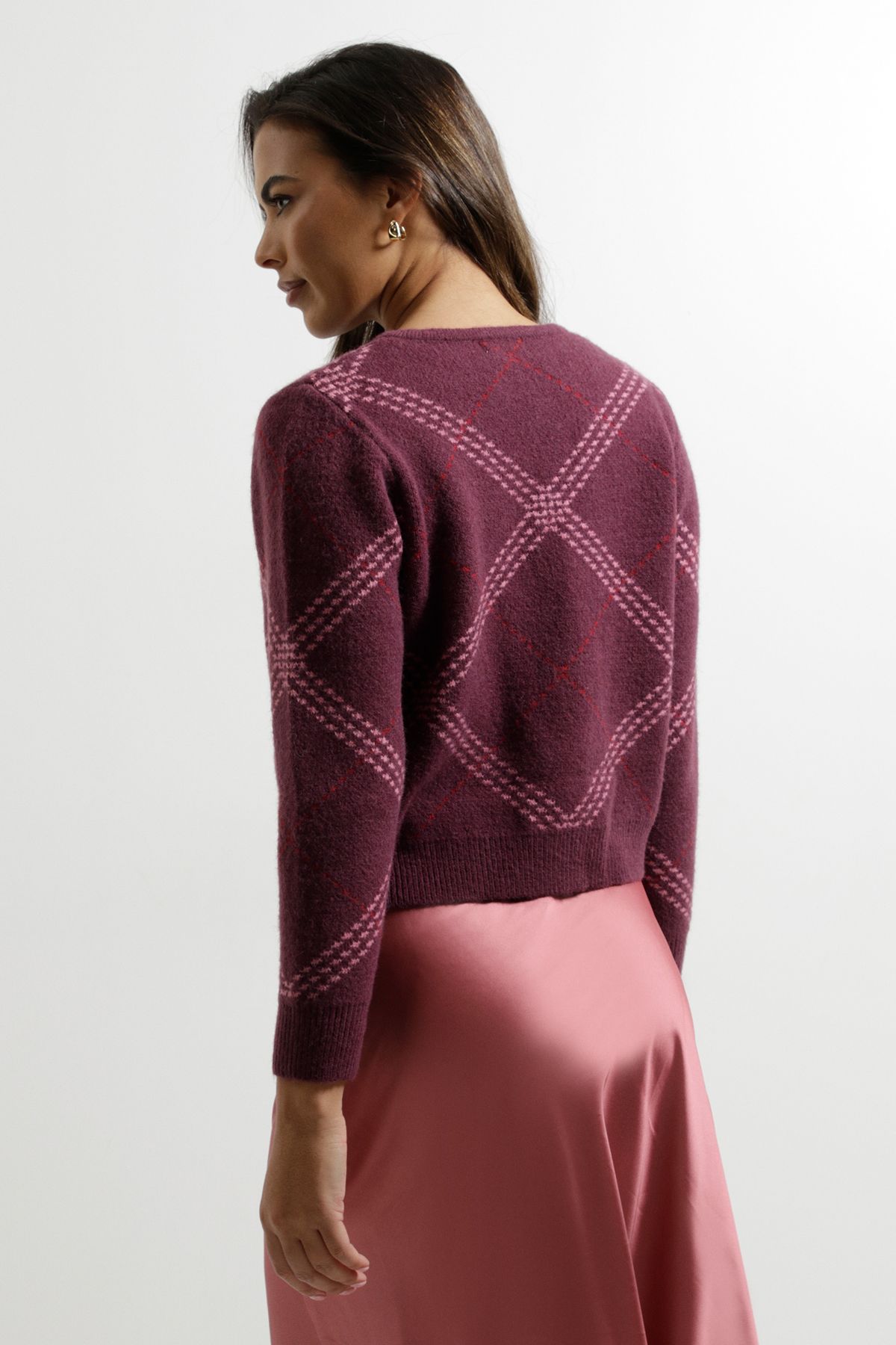 Dorothy Perkins Berry Argyle cardigan Cranberry image 3