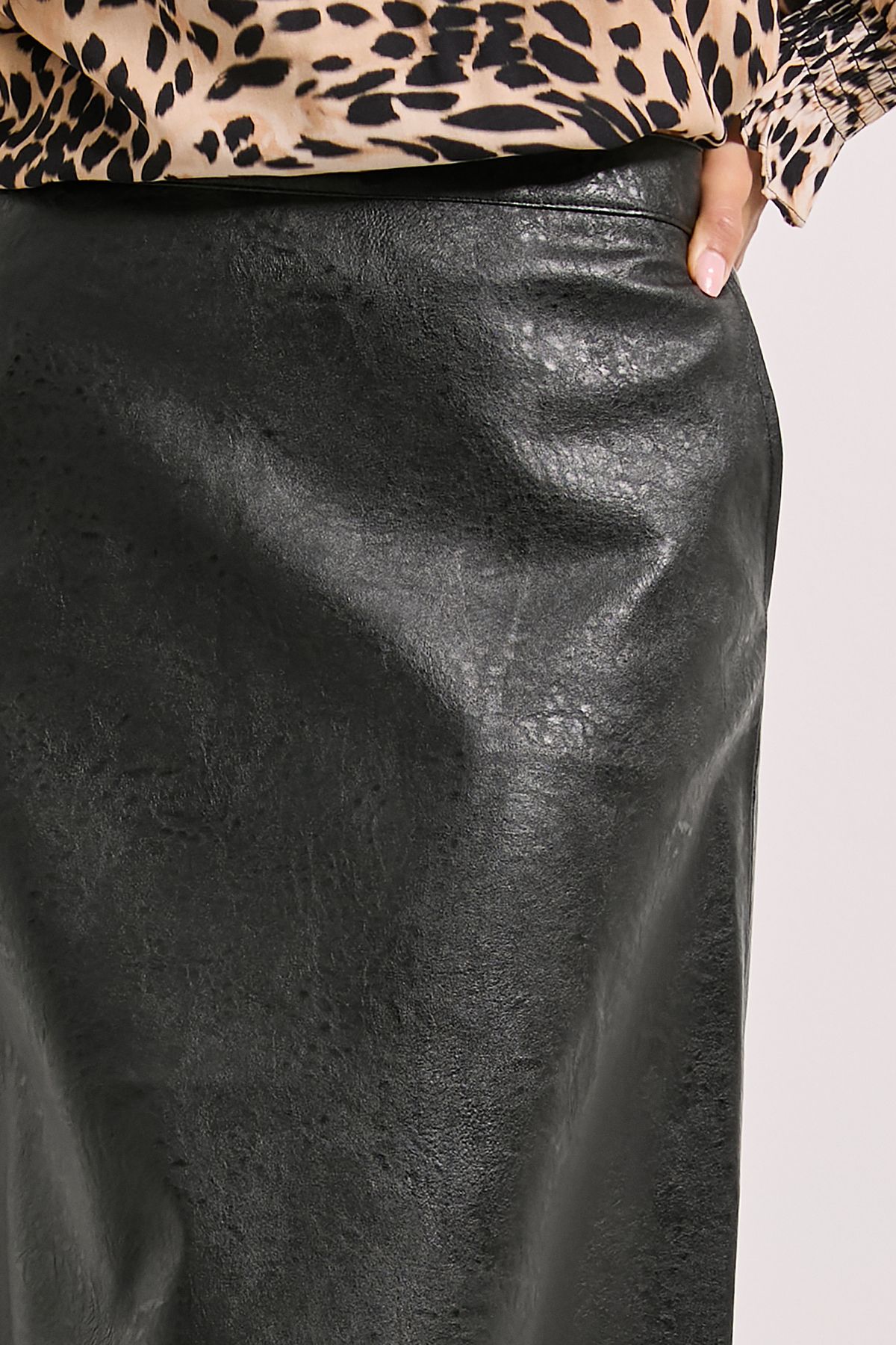 Dorothy Perkins Faux Leather Midi Skirt Black image 2