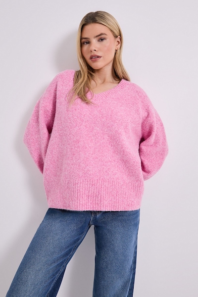 Dorothy Perkins V Neck Marl Jumper Pink