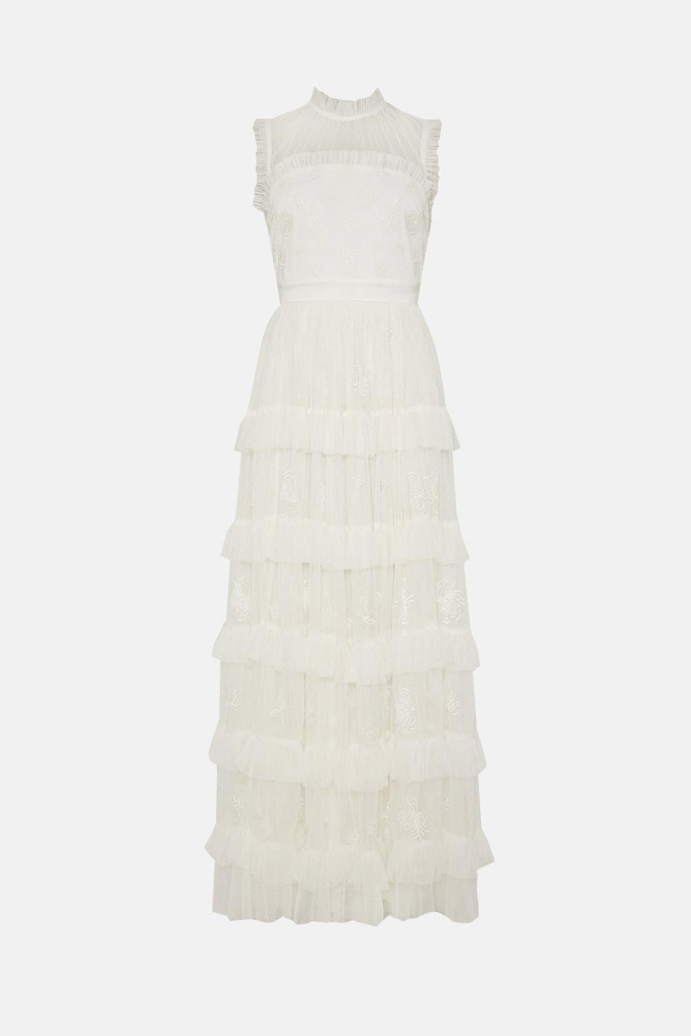 Coast RSN Inspired Embroidered Mesh Dress Ivory image 5