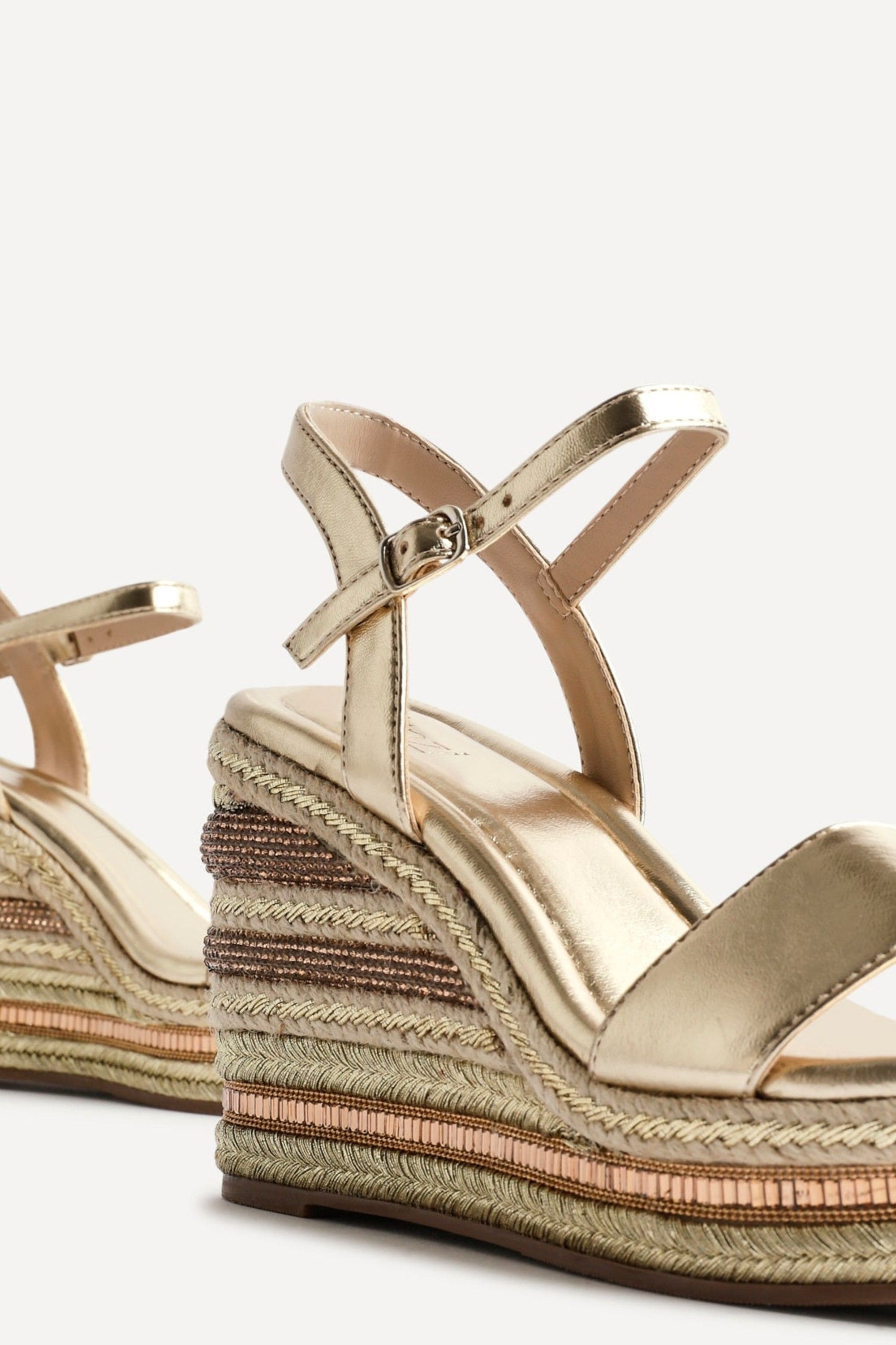 Linzi Icon Gold Faux Leather Embellished Wedge image 5