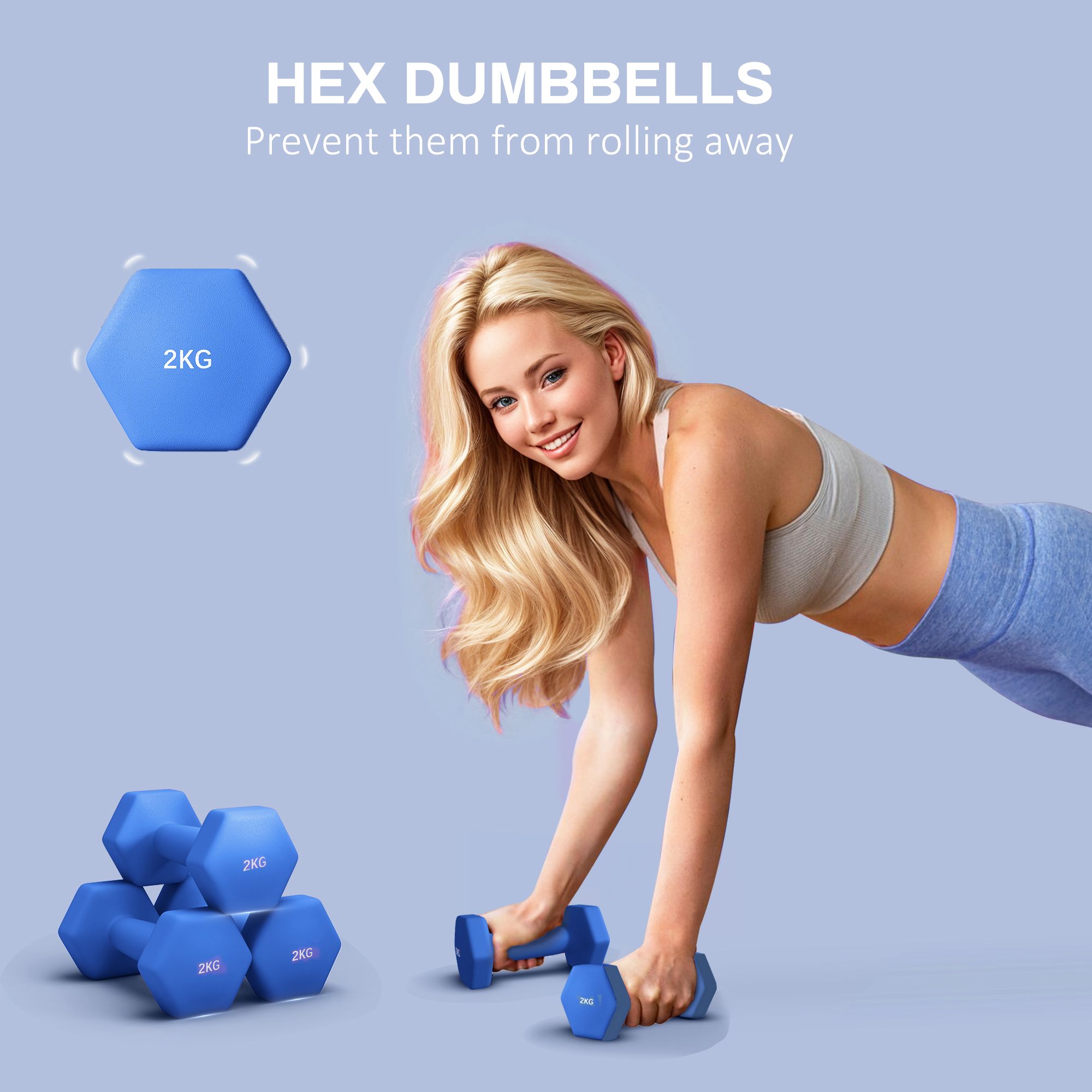 SPORTNOW Dumbbells, Hexagonal Weights Pair image 4