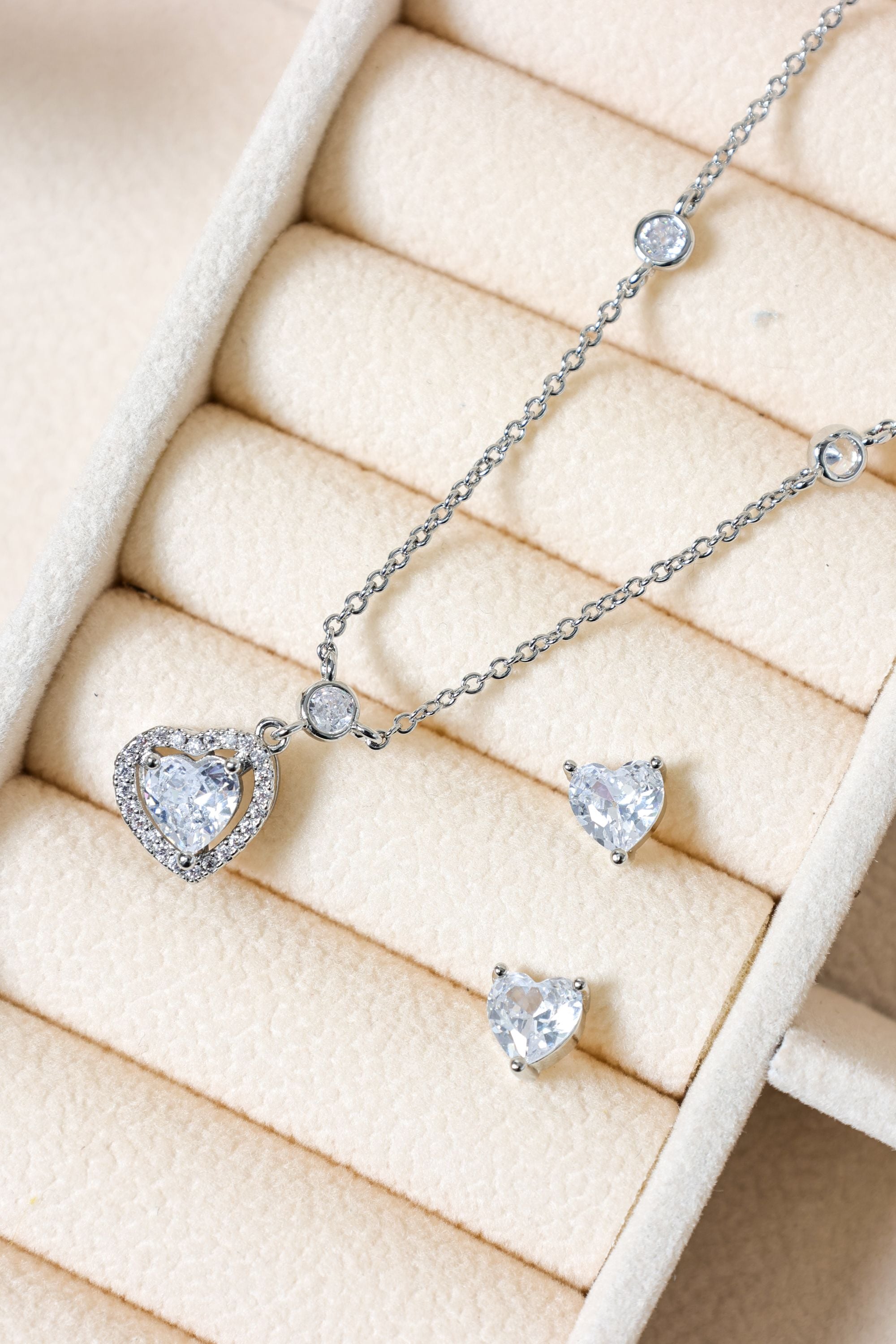 Jon Richard Rhodium Plated and Cubic Zirconia Heart Drop Set - Gift Box image 5