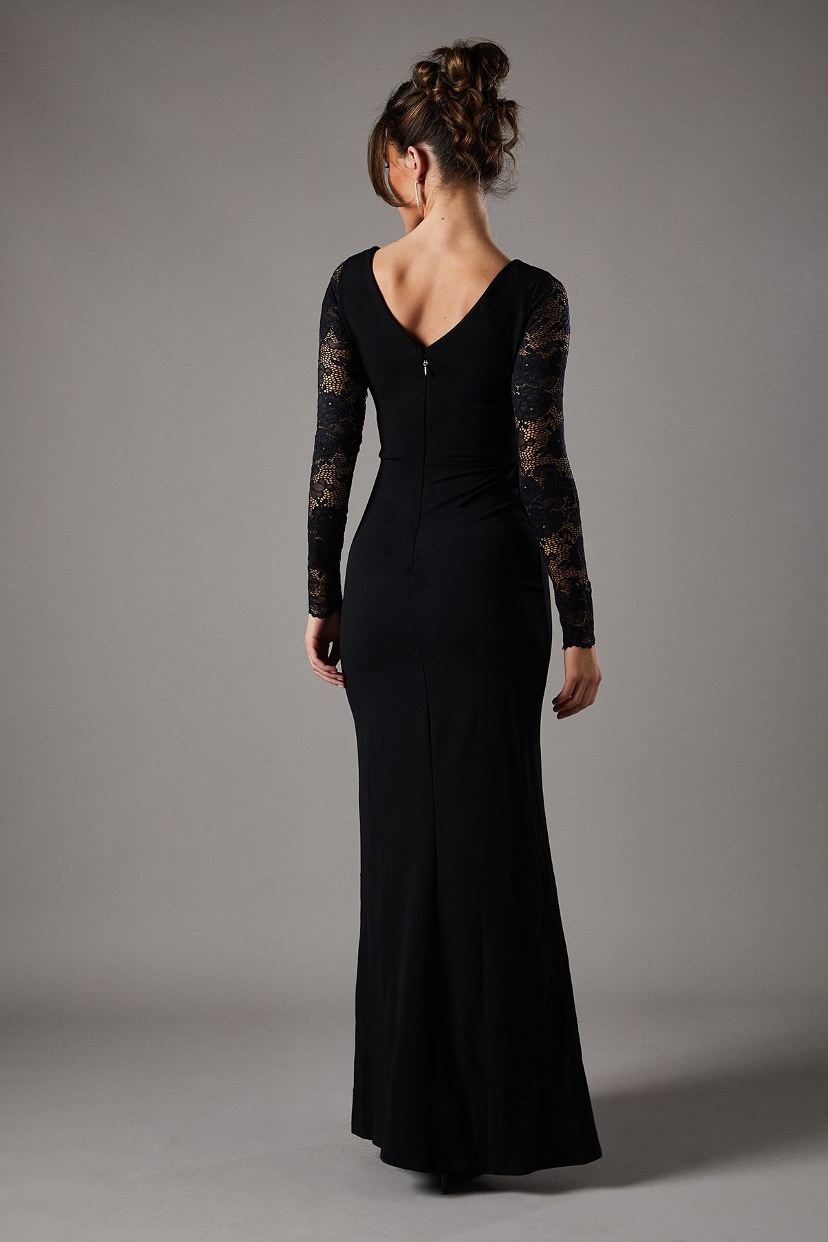Coast Long Sleeve Maxi Dress With Lace Black image 4
