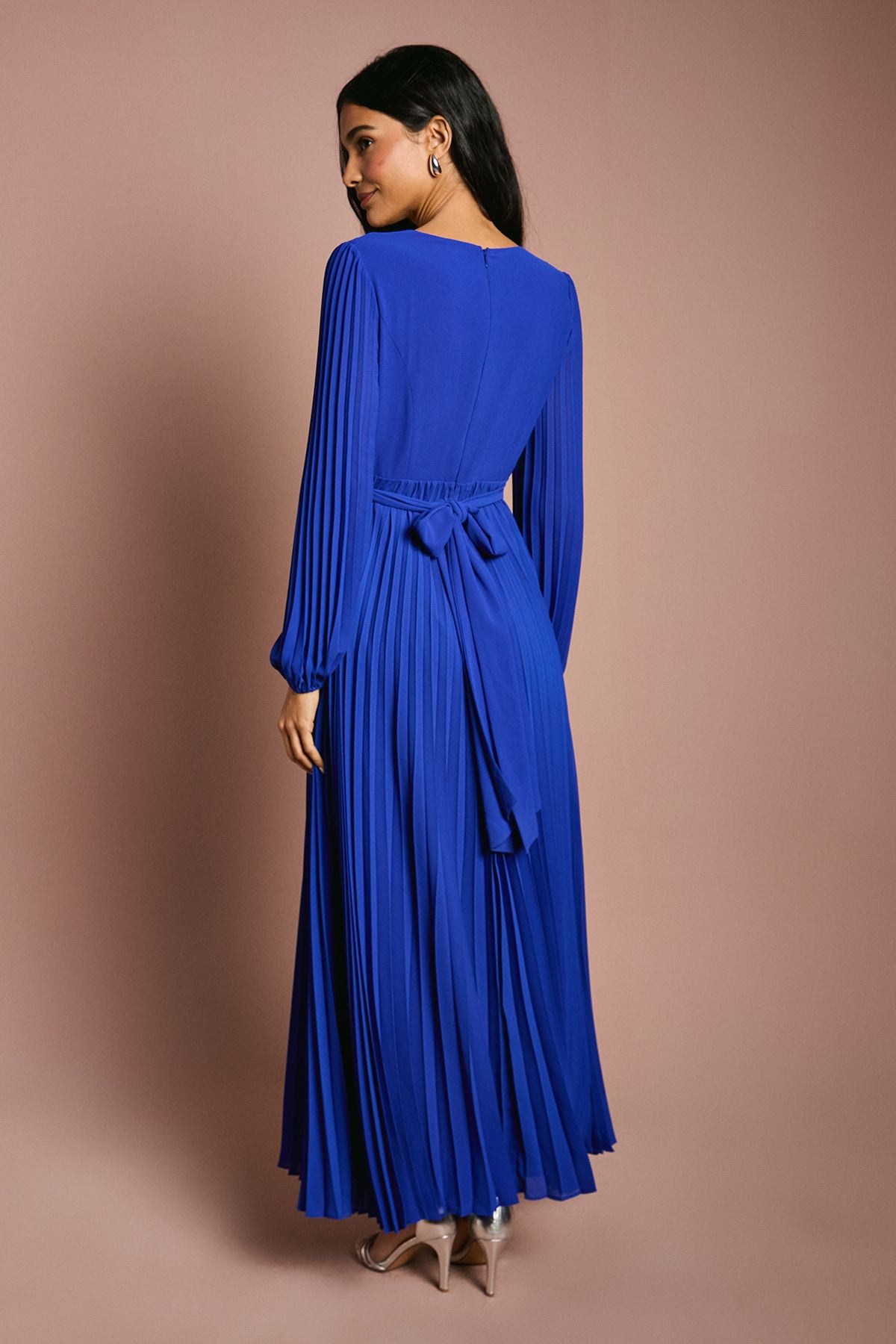 Coast Pleated Wrap Front Dress Cobalt image 3