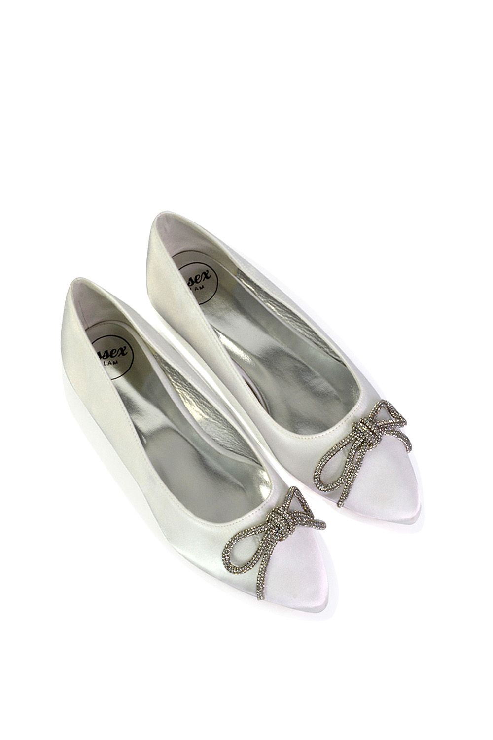 XY London 'Blossom' Diamante Bow Detail Pointed Toe Ballerina Pumps image 5