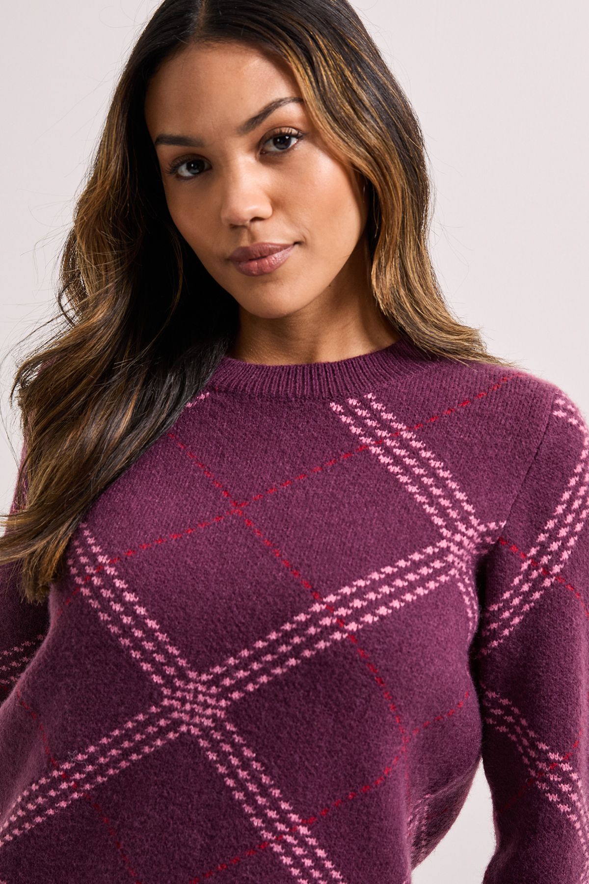 Dorothy Perkins Berry Argyle Jumper Berry image 4