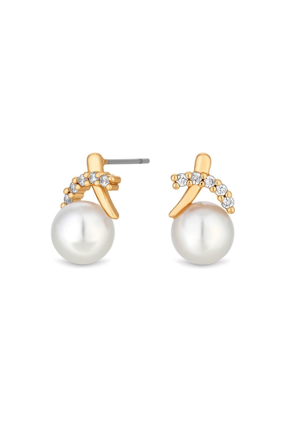 Jon Richard Gold Crystal and Pearl Stud Earrings