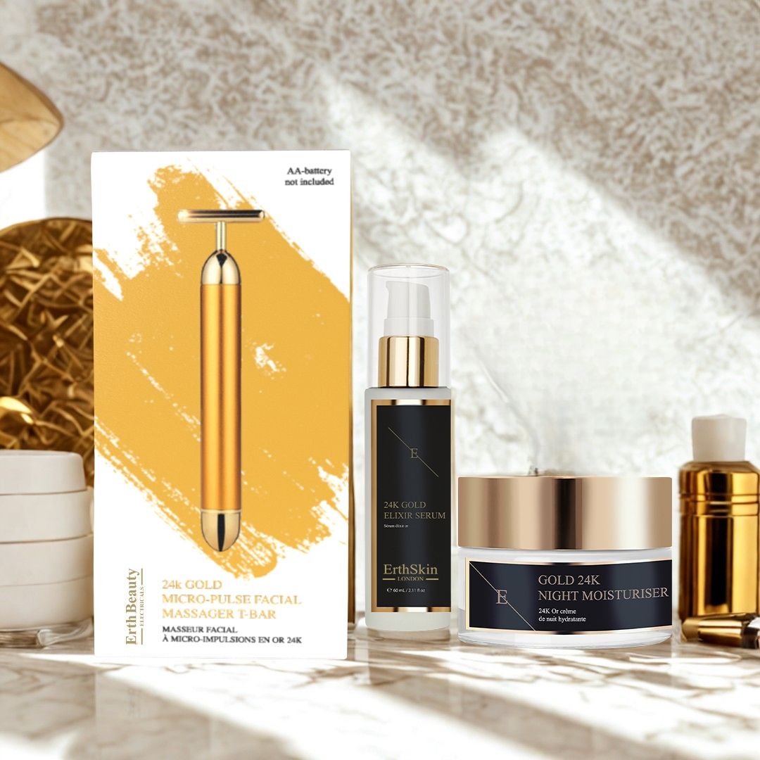 Erth Skin London Anti-Aging Gold Kit: T-Bar, Moisturizer 50ml & Serum 60ml image 3