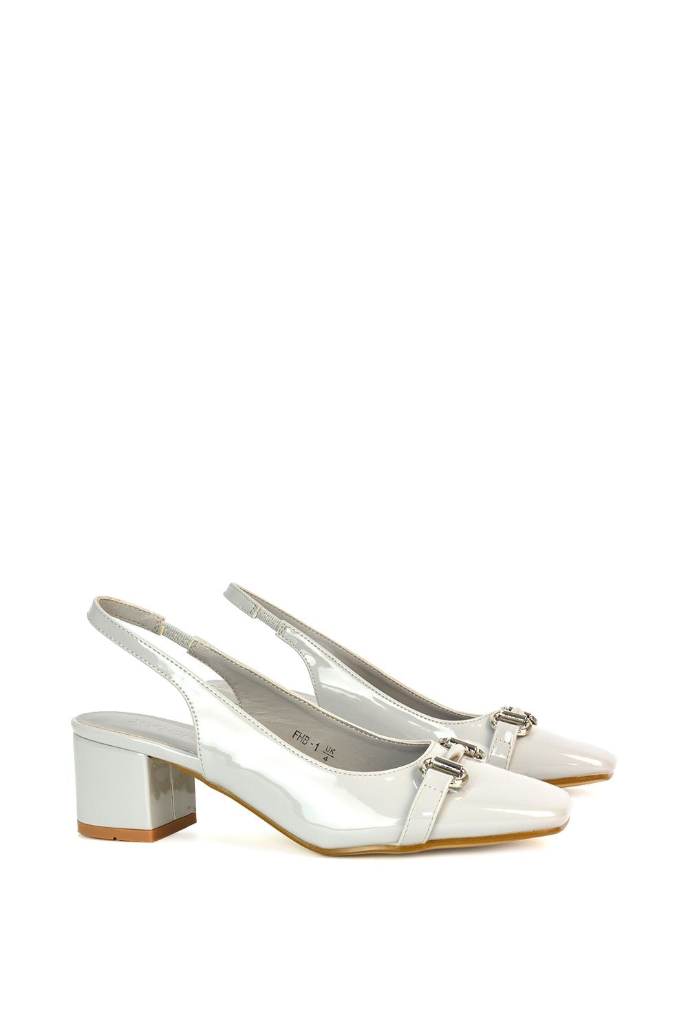 XY London 'Selena' Square Toe Slingback Mid Block Heel Ballet Court Shoes image 5