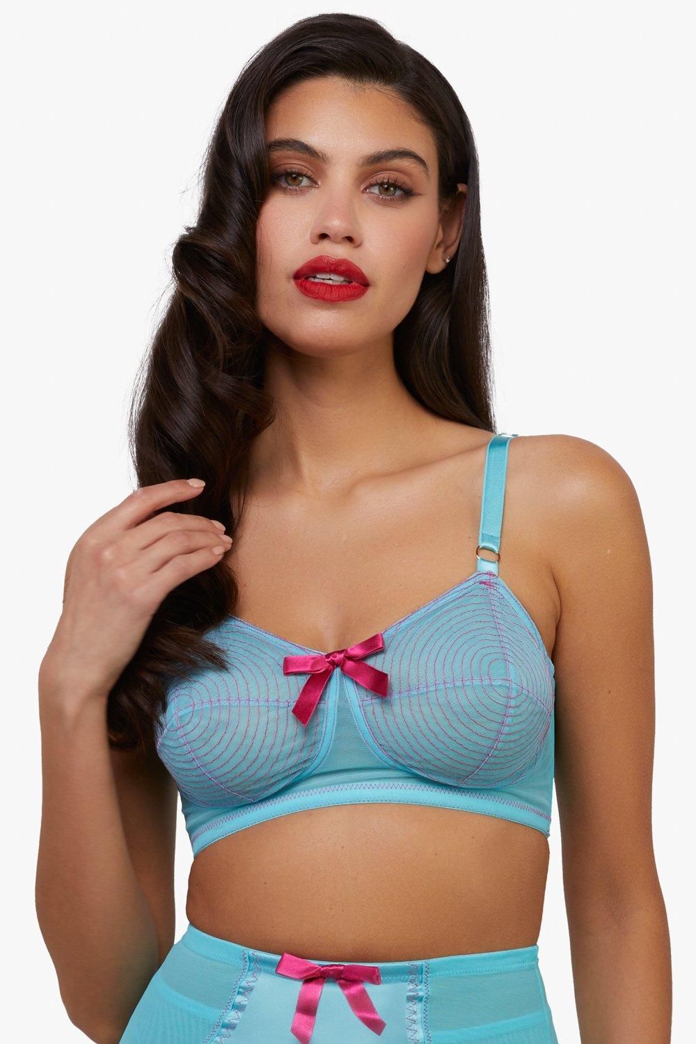 Playful Promises Cleo Contrast Stitch Mesh Spiral Retro Bra image 1