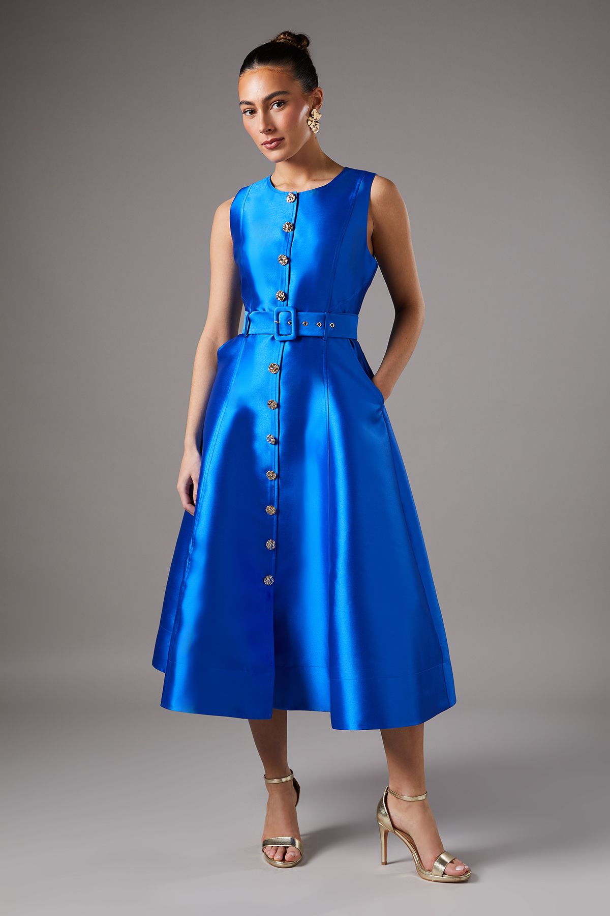 Coast Button Through Belted Prom Dress Cobalt image 4